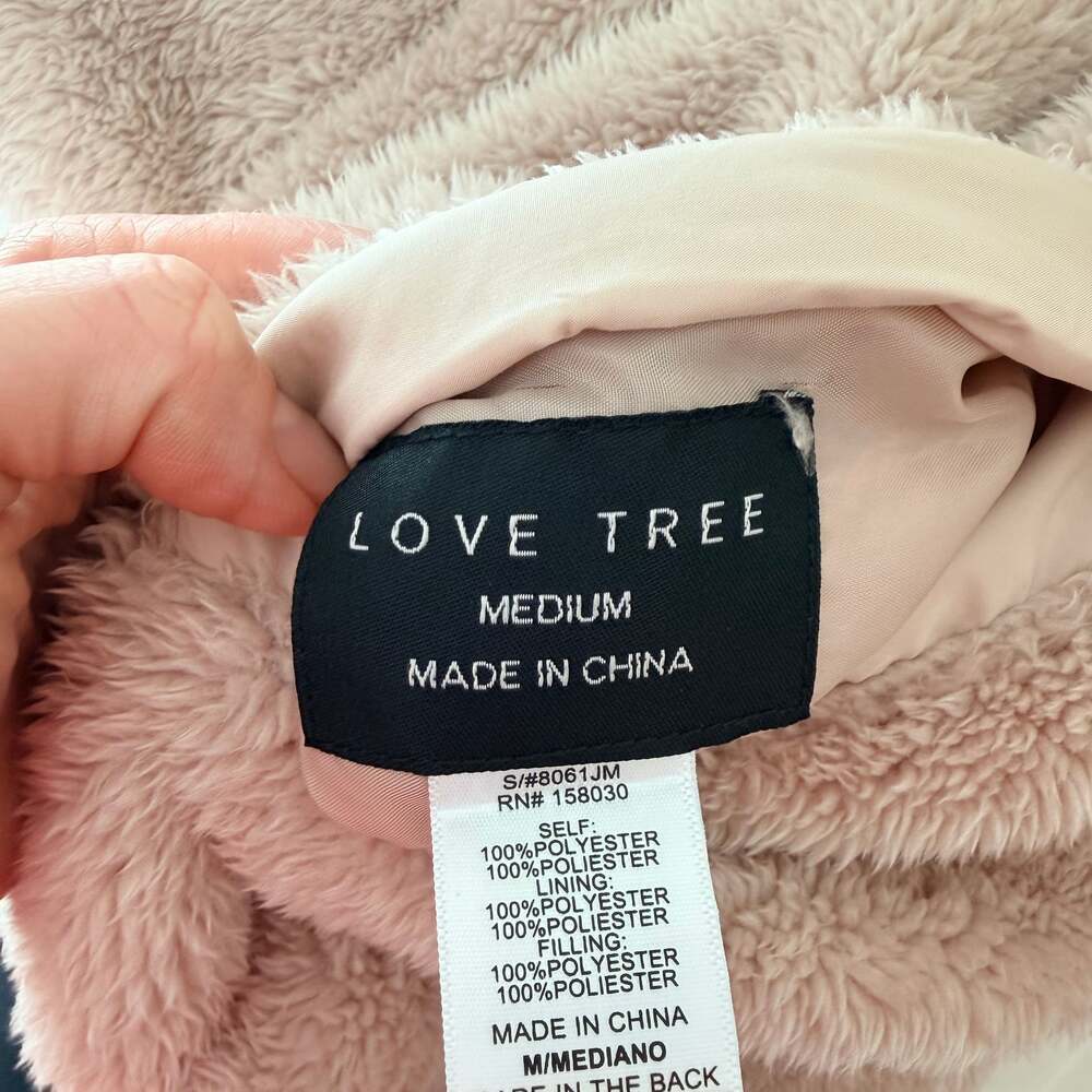 Love Tree Reversible Teddy Bear Puffer Jacket Tan Cozy Sherpa Coat - Picture 4 of 7